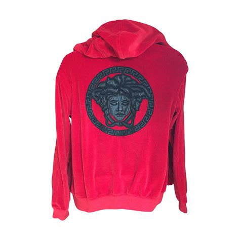 red versace velour hoodie|versace hoodie men's sale.